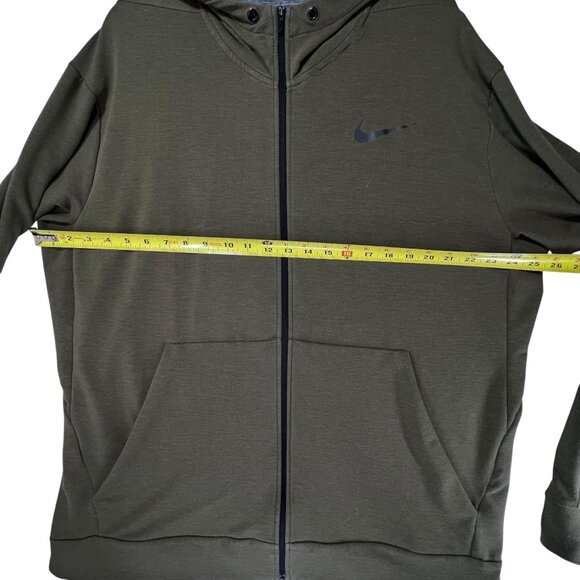 Nike Mens Dri-Fit Full Zip Hoodie Jacket Olive Green Lightweight Pockets XL - Picture 13 of 15